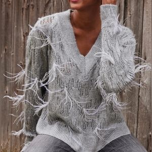 Gray WHBM v-neck sweater